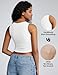 ZeroBound Built in Shelf Bra Crop Tank Tops for Women Scoop Neck Henley Button Sleeveless Shirts Casual Basic Tee Shirt Outfits Going Out (White, M)