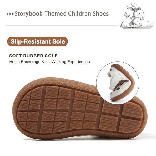 Image of Toddler Girl Sandals with Flower, ‌Breathable Leather kids Closed Toe Sandals, Soft Rubber Non-Slip Summer Shoes for Little Girls 2-7 Years