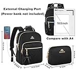 MATEIN Mini Backpack for Women, Waterproof Stylish Daypack Purse Shoulder Bag with USB Charging Port, Lightweight Small Casual Daily Travel Backpack, Lady Girls Gifts for Work School, 2pcs Sets, Black - Image 3