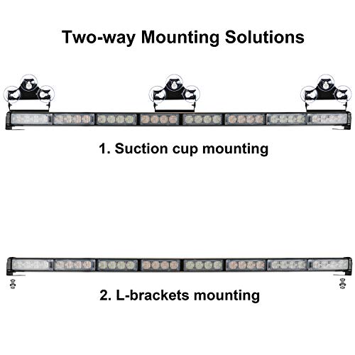 ASPL 36" 32LED Traffic Advisor Light Bar Warning Emergency Strobe Light Bar Directional Flashing Emergency Caution Lighting Led Safety Lights With 16 ft Straight Cord (Amber/White)