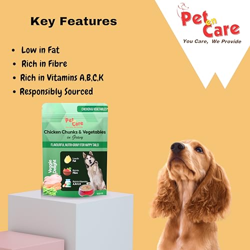 Image of Wet Dog Food, Chicken Chunks & Vegetable in Gravy, Pack of 12 (12 X 100g) | Wet Food for Dogs and Puppy | Healthy Snacks for All Breed