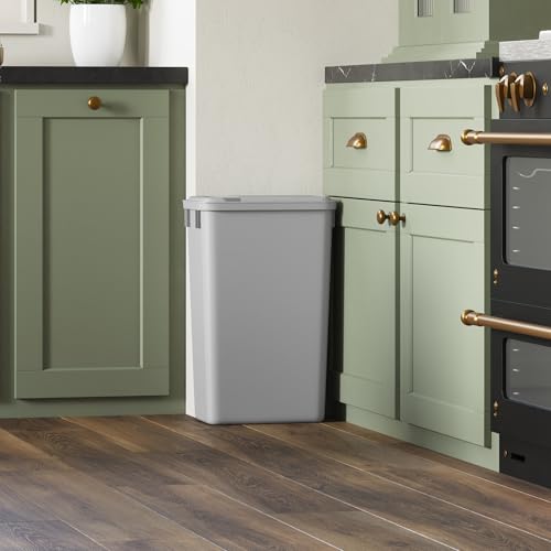 Image of Dowell 50L Wastebasket Trash Container, 52.8Qt /13.2Gal, Plastic, Stackable, for Kitchen /Bathroom /Office, Fits Under Sink /Desk (Grey 4000 50 04)