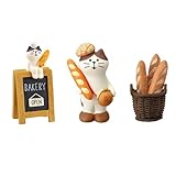 Lifexquisiter Miniature Cat Bakers Figurines for Desk Accessories, Cute Kitten Figurine for Bakery DIY Ornaments, Small Cat Statues for Car Dashboard Home Office Decor