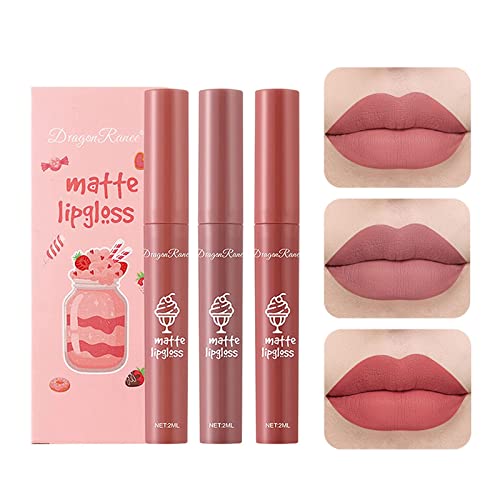 3 Pcs Nude Matte Lipstick Set,Nude Lipstick Velvet Air Moisture Smooth Crayon Lip Stain,Long Lasting Lipstick 24 Hour Waterproof Nourishing Lipstick With A Matte Finish, Lip Gloss Lipstick For Women (Set D) #TOP21