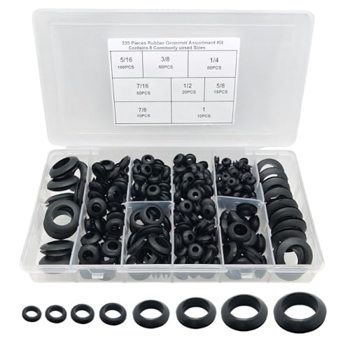 335Pcs Rubber Grommets Assortment kit,8 Sizes (1/4