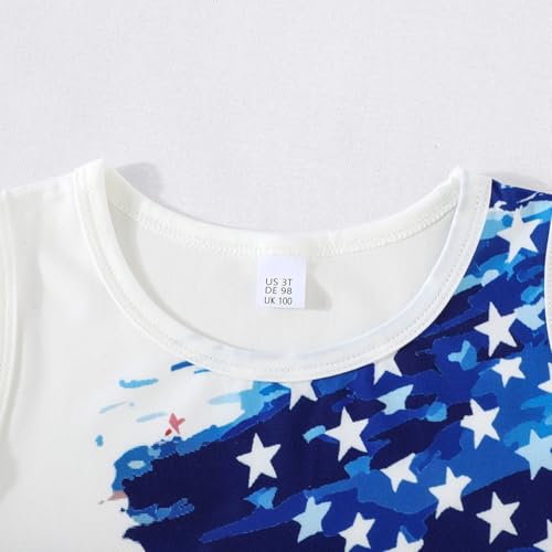 Image of Toddler Boys 4th of July Tank Cotton Kids American Flag Shirts Patriotic Sleeveless Tees Top 2-7 Years
