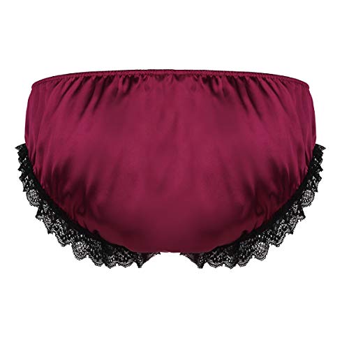 Men's Sissy Ruffled Floral Lace Crossdress Low Rise Bikini Briefs Panties Lingerie Underwear2