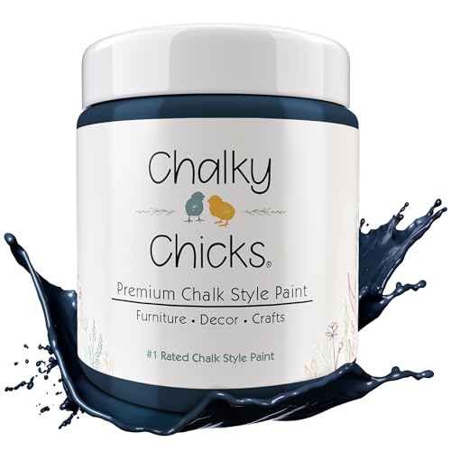 Chalky Chicks Chalk Paint - Chalk Paint for Furniture, Craft Paint, Cabinet Paint, Wood Paint, and Furniture Paint, Spray Paint-Ready for Home Decor - Denali (Deep Blue) 16 Fl Oz (Pack of 1)