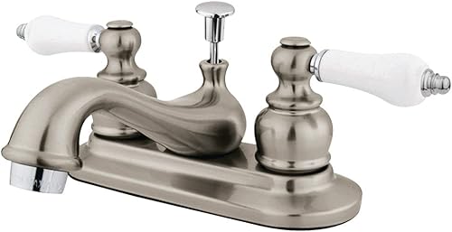 Miniatura 7 de Kingston Brass KB608B Victorian Center Set Grifo de Lavabo con LatónABS Pop-Up, 4-12", níquel cepillado