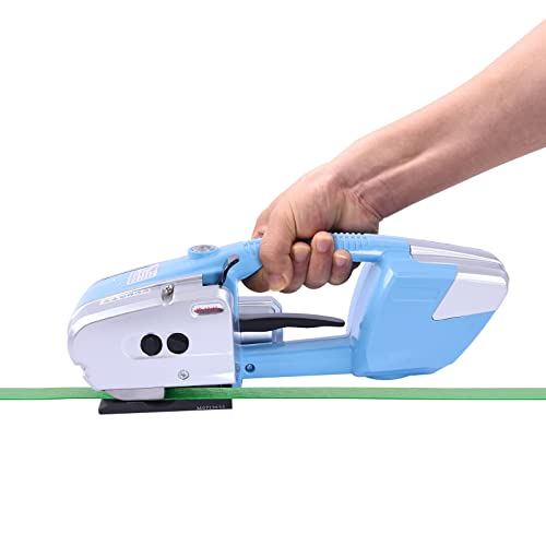3-in-1 Electric Strapping Machine for 1/2-5/8in PP PET Straps Battery Powered Automatic Strapping Tool Tensioner and Cutter Height Adjustable for Box Pallet Portable Electric Baler, Dark Blue