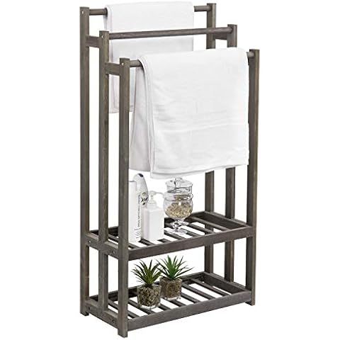 MyGift 3-Tier Vintage Gray Towel Rack Cover