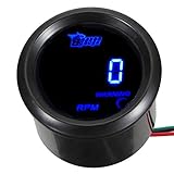tacometro para coche Máx : 9999 RPM Mintice 2\" 52mm Negro medidor Digital de Coche luz LED Azul tacómetro Calibre Motor