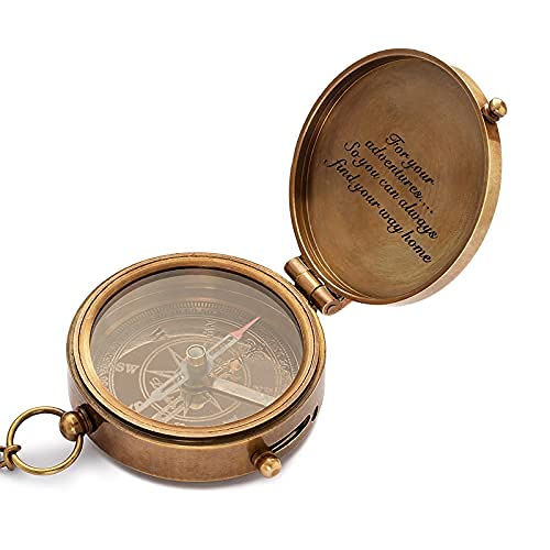 Brújula personalizada grabada con estuche de cuero, regalo para graduación, bautizo, cumpleaños, día de la madre, día del padre y bodas miniatura 4