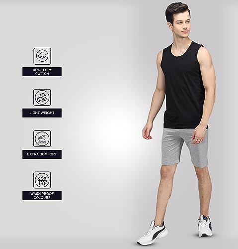 Image of Sleepynuts Regular Fit Terry Cotton Plain Shorts for Men