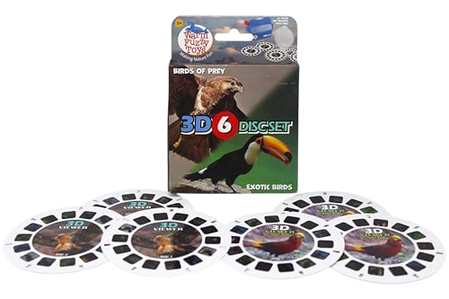 WARM FUZZY Viewfinder Reels for Kids & Adults, Classic Toys, 3D Reel, Retro Toys, Contains 6 Slides with 42 High Definition 3D Images of Birds of Prey and Exotic Birds