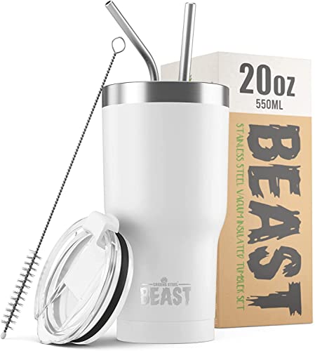 Beast 20 oz Tumbler Stainless Steel Vacuum Insulated Coffee Ice Cup Double Wall Travel Flask (Arctic...