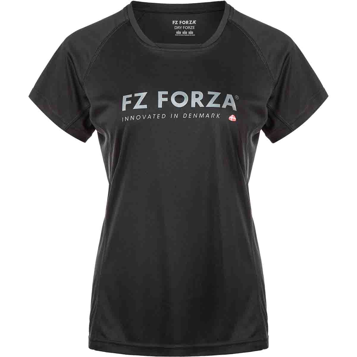 FZ Forza Blingley Women's Round Neck Badminton T-Shirt, Black (XL) – Stretchable, Dryforze, Anti-Static, Anti-Pilling, Anti-Shrink