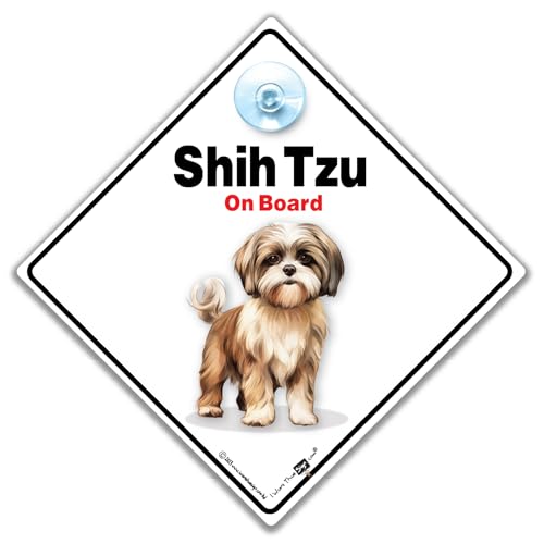 Shi Tzu Autoschild, Shih Tzu On Board Schild, Shih Tzu Baby on Board Schild, Hund im Auto Schild, Hund im Transit Schild, Hunderasse Autoschild 14 cm x 14 cm x 2 cm