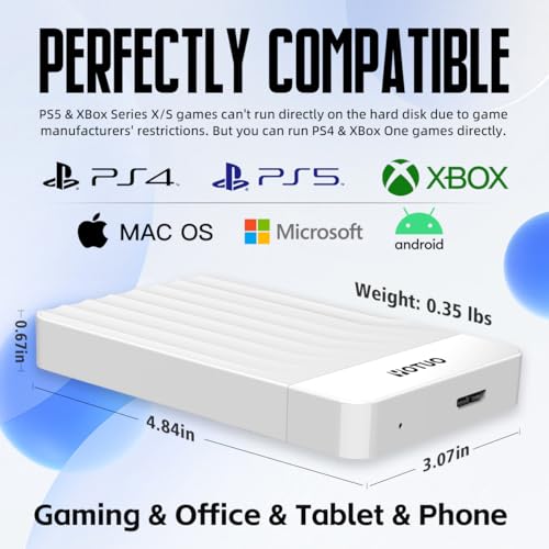 Image of YOTUO External Hard Drive, USB 3.0 Portable HDD External Expansion Storage for PC, Mac, Desktop, Laptop Office Devices, for PS4, PS5, Xbox One, Xbox 360, Xbox Series X /S Gaming Devices (Whtie, 500GB)