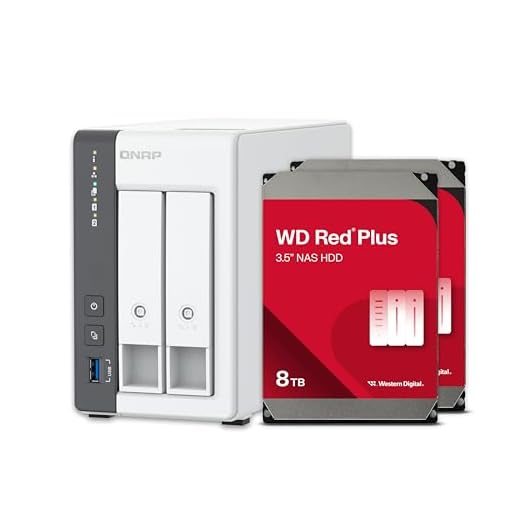 QNAP TS-216G-28WD-US 2-Bay 2.5GbE Desktop NAS, Equipped with ARM Cortex-A55 Quad-Core CPU, with 8TB Storage Capacity, Preconfigured RAID1 WD Red Plus HDD Bundle
