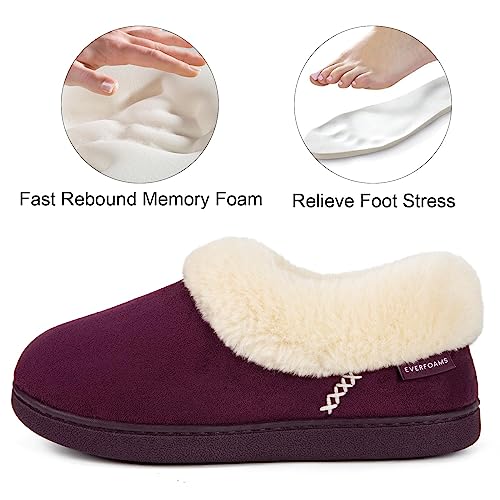 EverFoams Women's Bootie Slippers Faux Fur Ladies Bedroom House Shoes with Memory Foam and Indoor Outdoor Rubber Sole4