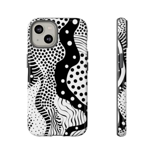 Coque rigide iPhone 14 motif pois design abstrait pour un look urbain