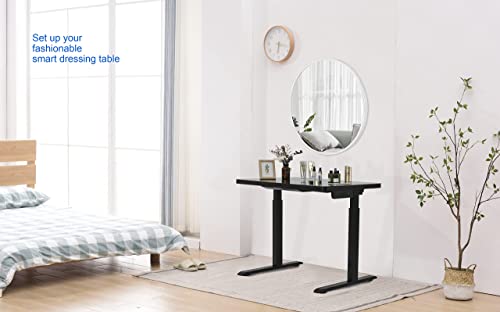 Farray Glass Standing Desk With Wireless Charging, 45 X 23 Inch Dual Motor Electric Height Adjustable Desk With Drawer, Touch Control Panel, Power Strip & Usb Ports, Black Sit Stand Desk #TOP3