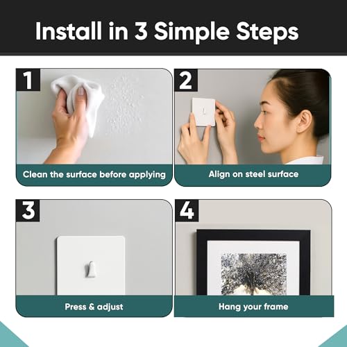 Image of Magnetic Aids Center Mount Picture Hanger, Multiple Capacities, Multiple Colors (White, 5LB)