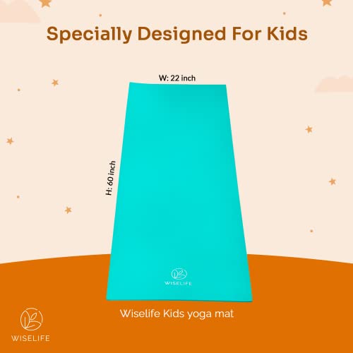 Image of Wiselife 6MM Kids Yoga Mat Play & Exercise | Children Mat With Fun print Games - Playtime For Kids | Extra Thick, Soft, Easy to Fold, Anti Skid, Anti Slip (Turquoise Blue)