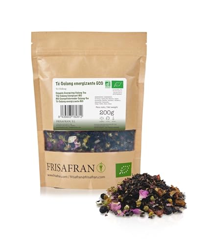 FRISAFRAN | Té Oolong energizante Ecológico Granel 200g | Hojas de Té Oolong | hojas sueltas de té | natural | Depurativo | Rejuvenecedor | Infusion Saludable | Infusión de Hierbas oolong | Té Azul