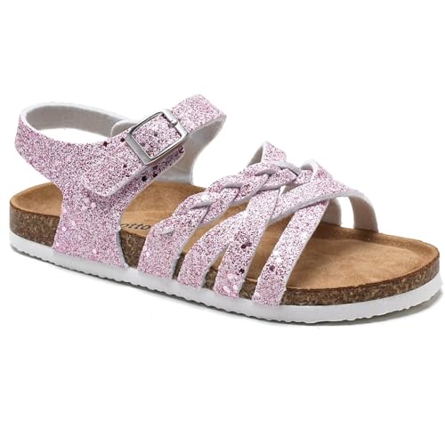Image of Torotto Girls Sandals with Cork Footbed Adjustable Buckle Casual Slides Sandals Open Toes Flat for Kids Toddler