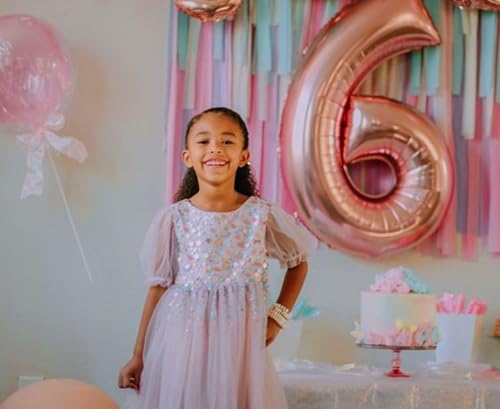 Image of 6 Balloon Numbers Birthday Decorations, 40In Rose Gold Balloons for Party | Eye-catching Appearance, Perfect Decorative Centerpieces, Convenient Self-sealing Structure, Widely for Various Occasions