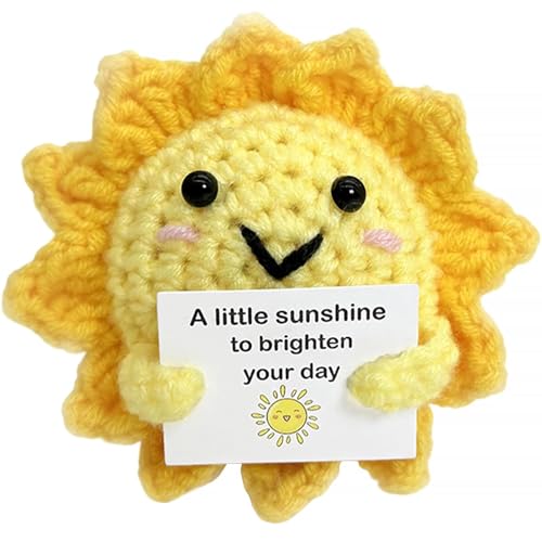 YarnJoy Positive Energy Crochet Sun Gift with Inspiring Affirmation Card,