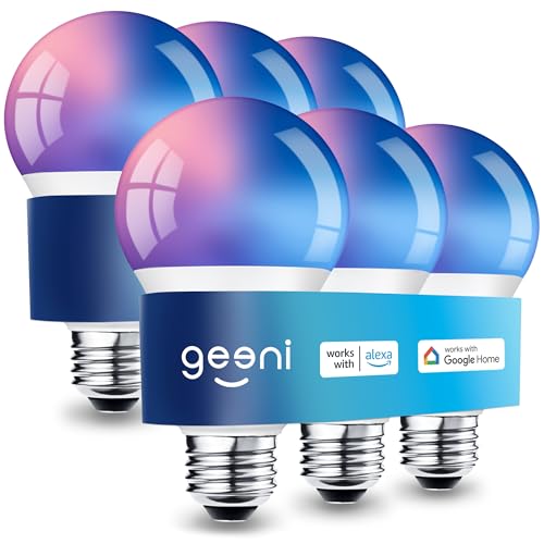 Image of Geeni Prisma Plus Smart Light Bulb, Color-Changing Dimmable LED, 6-Pack | 800 Lumens, RGBW A19, tunable white, Wi-Fi control, works with Alexa & Google Home