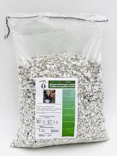 Écailles de Coquilles d’Huîtres – Aliment Minéral pour Volailles – Source de Calcium Naturel – Poules, Cailles, Pintades –Fabriqué et conditionné en France (2,5 kg)