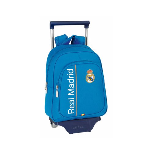 Real Madrid: Mochila pequeña Infantil con Ruedas  27 x 34 10 cm  Color Azul  SAFTA 611456020