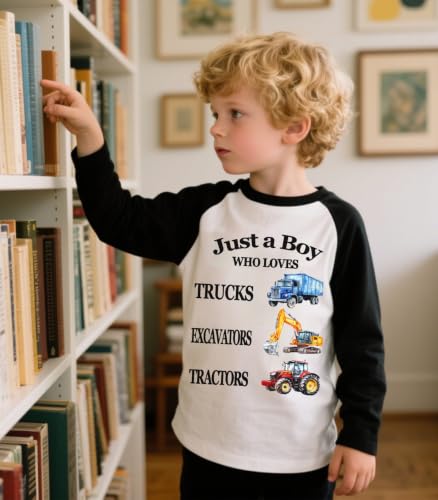 Image of Boys Construction Long Sleeve Raglan T-Shirt for 2-6 Years