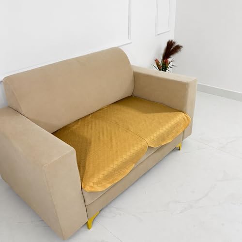 Image of Homerz Premium 'Surya Series' Sofa Cover | Stylish Sofa Protector | Net Fabric | Anti-Stain & Washable Slip Cover Exact Size Antislip (New Jerry Chikku, 2 Seater, Only Seat Cover)