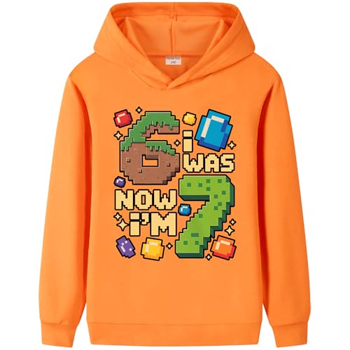 HodarSun Kids 67 MEME Jumper 6 7 Hoodies for Boys and Girls Six Seven Long Sleeve Pullover Sweatshirt Orange Age 8-9