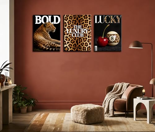 Image of Frimeeme Framed Trendy Leopard Canvas Wall Art, 12x16 inch, Set of 3
