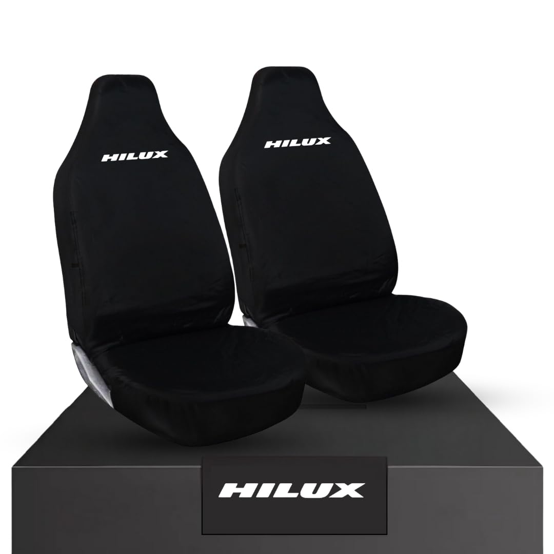 Tee AutoCare Hilux Logo - Front 4 * 4 Seat Covers - Heavy Duty & 100% Water Proof- Fits Toyota Hilux (White Logo)