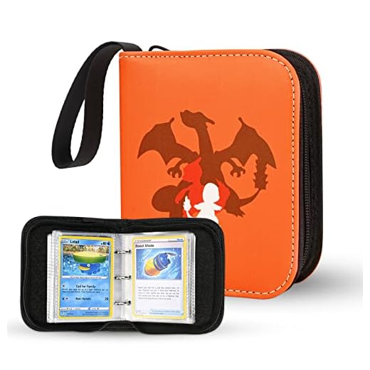 2-Pocket Trading Card Mini Binder for Pokemon TCG Cards, Hold 80 Cards with 40 Removable Sleeves, One Card Size Collectible Trading Card Albums Plus Version (Orange)