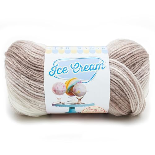 Lion Brand Yarn, Ice Cream Baby Yarn for Knitting, Crochet, and Crafts, Coffee, 1 Pack, DK Weight Colorful Acrylic Fiber for Baby Blankets, Hats, and Sweaters