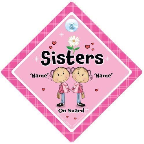 Sisters On Board Car Sign, Personalised Sisters On Board Sign, Customised Baby On Board Sign
