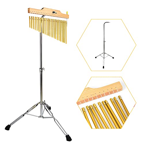 Ennbom Bar Chimes With Adjustable Stand 25 Note 36 Note Single-Row Wind Chime Musical Percussion Instrument (25 Note, Frosted Gold) #TOP1