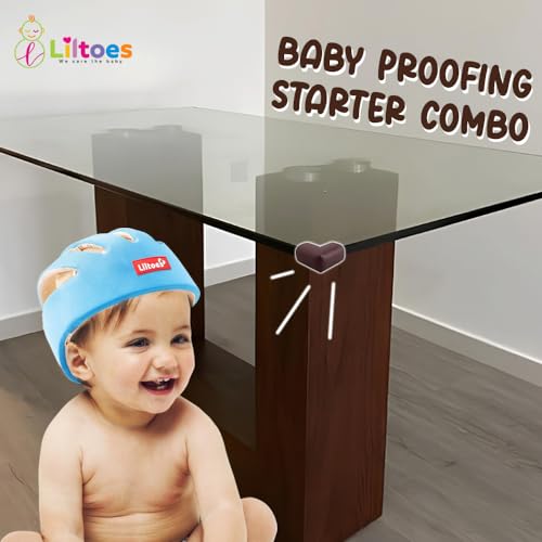 Image of Baby Safety Products Combo | LILTOES Baby Head Protector + Edge Guard for Safety of Kids 6M to 3 Years | Baby Safety Helmet with Corner Guard Protection (Sky Blue+Corner)