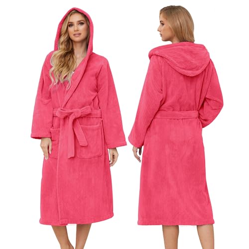 Image of PJGGZ Hooded Bathrobes for Women, Soft Long Towel Robes for Women - Quick Dry yet Warm