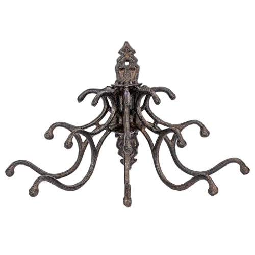 1pc Antiker Klappbarer Garderobenständer aus Gusseisen, 5 drehbare Haken, Metall-Türhaken für den Innen-und Außenbereich, Eingangsbereich, Schlafzimmer, Küchenaufbewahrung, Wandmontage, Gusseisenhaken