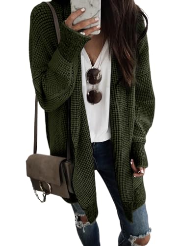 Image of Sidefeel Cardigan Sweaters for Women 2026 Fall Outfits | Soft Cozy Warm Cardigans, Checkered Long Sleeve Open Front, Chunky Knit Oversized Sweater Coats, Casual Office Wear