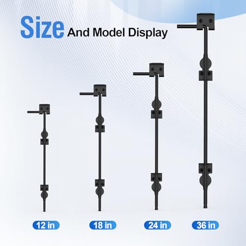 Image of 18 inch Cane Bolt Heavy-Duty Drop Rod for Gate, Heavy Duty Gate Latch for Wooden Fence Metal Gates, Vinyl Fence Gate Land Latch, Floor Latch for Fixing Door to The Ground, Black Coating, 1 Pack